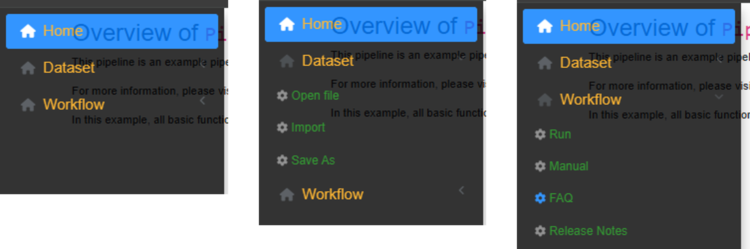 General menu of MagellanNTK (retractable sidebar)