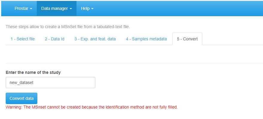 Importing a CSV file, tab 5.