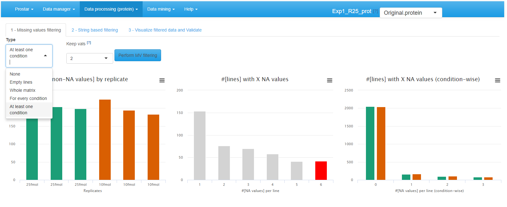 Interface of the filtering tool - 1.