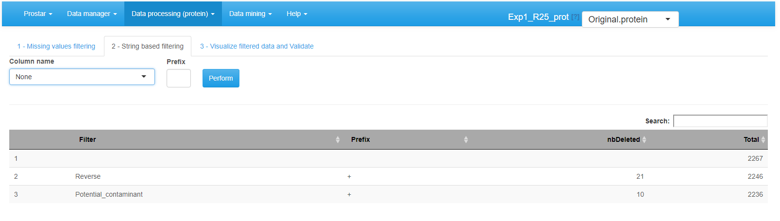 Interface of the filtering tool - 2.