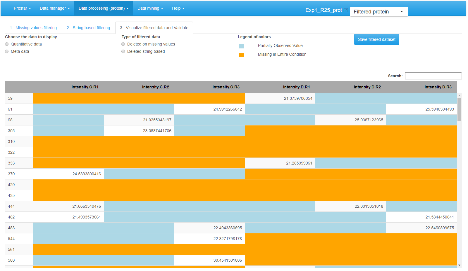 Interface of the filtering tool - 3.