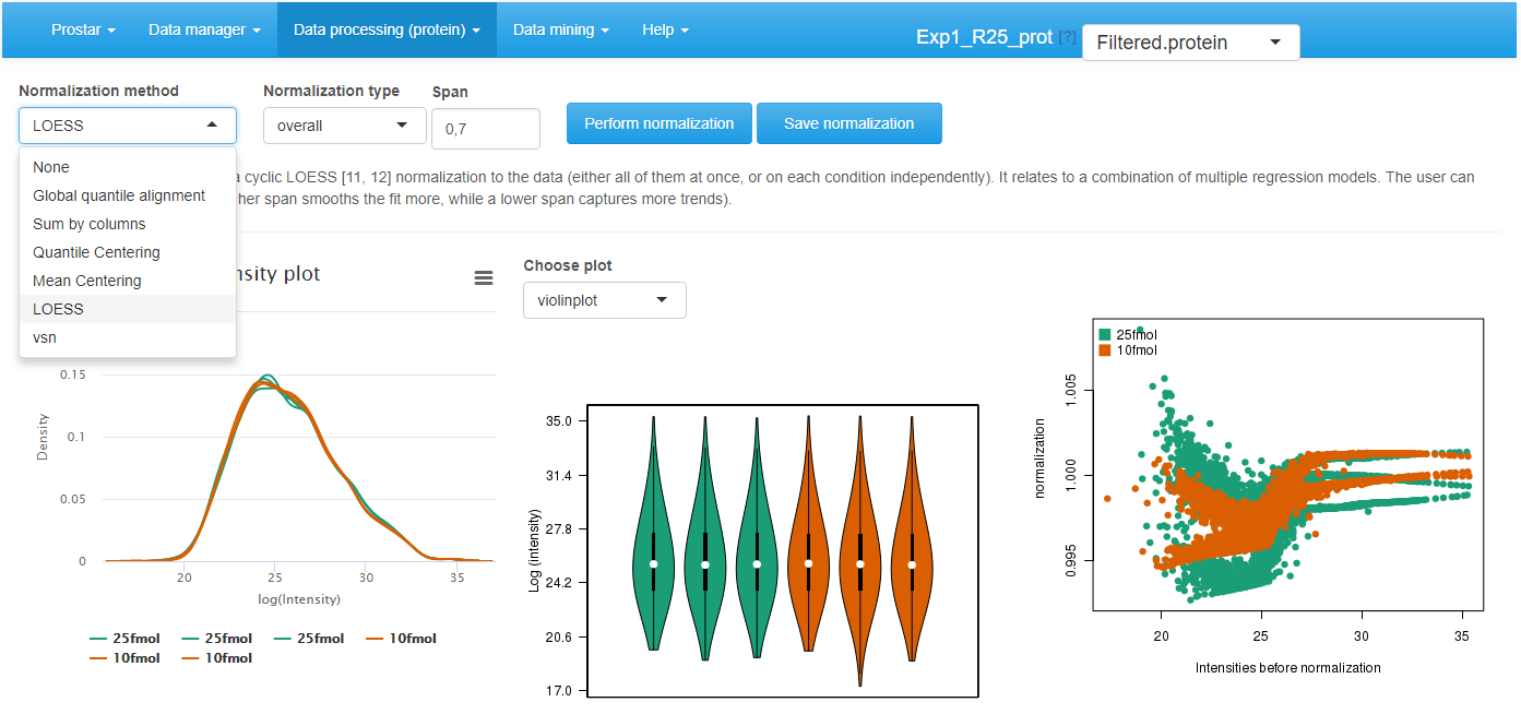 Interface of the normalization tool.